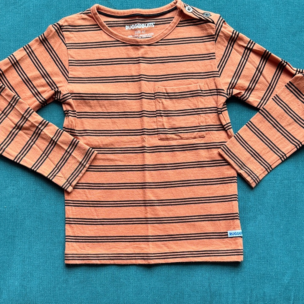 Ruggedbutts Orange and Black Striped Pocket Henley